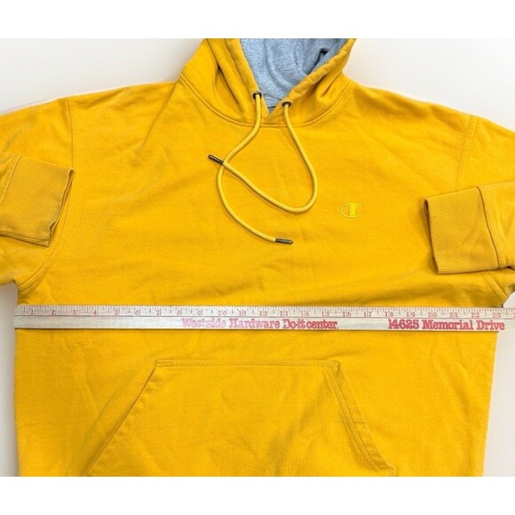 Champion Sweatshirt Men’s Large Bright  Yellow Pullover Hoodie Y2K Gym Classic - Picture 5 of 8